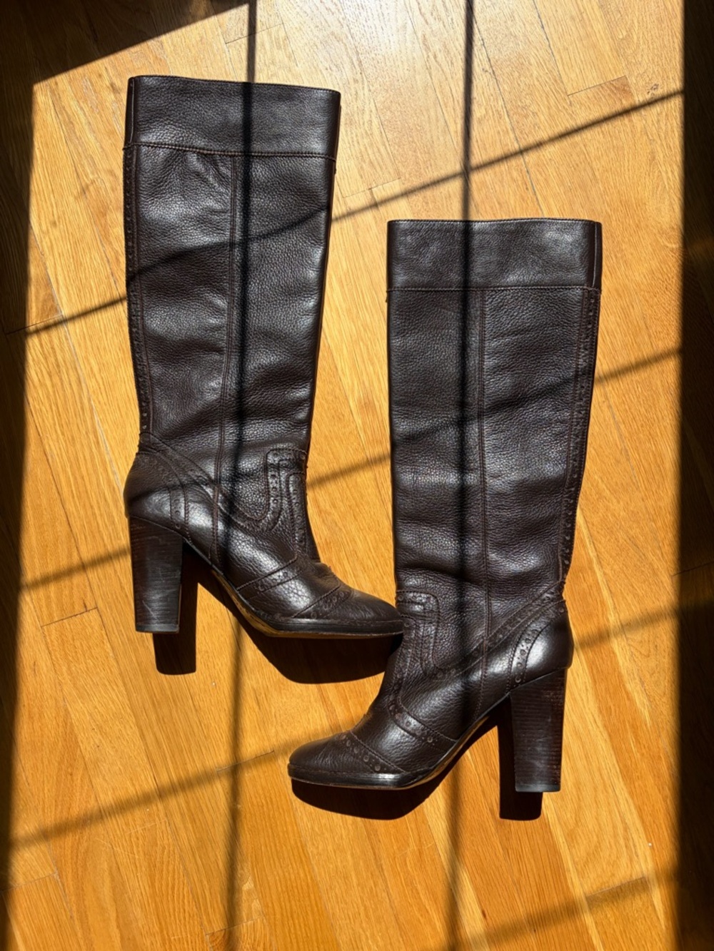 Michael Kors Penelope Heeled brown pebble leather boots